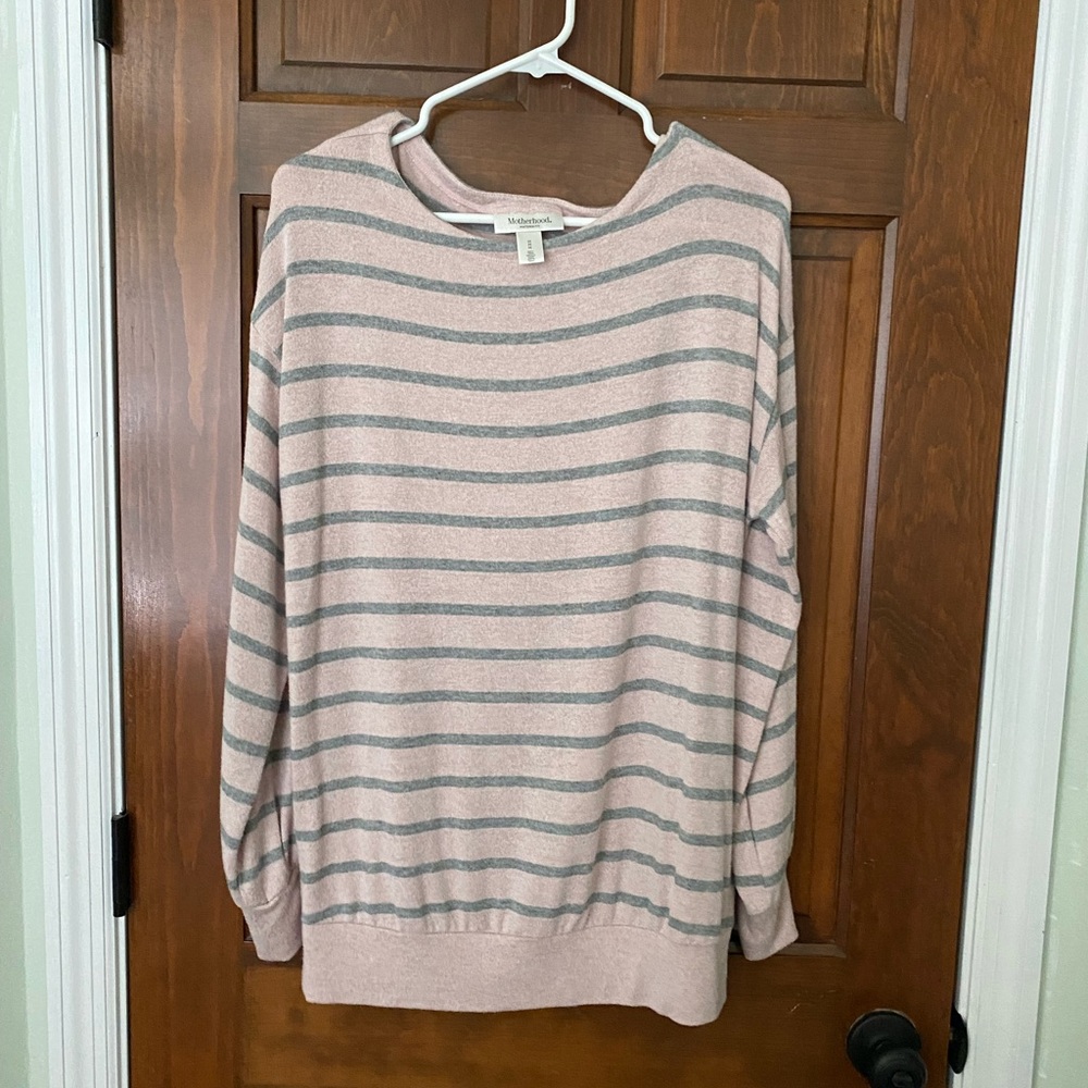 Motherhood Maternity blush & gray sweater medium